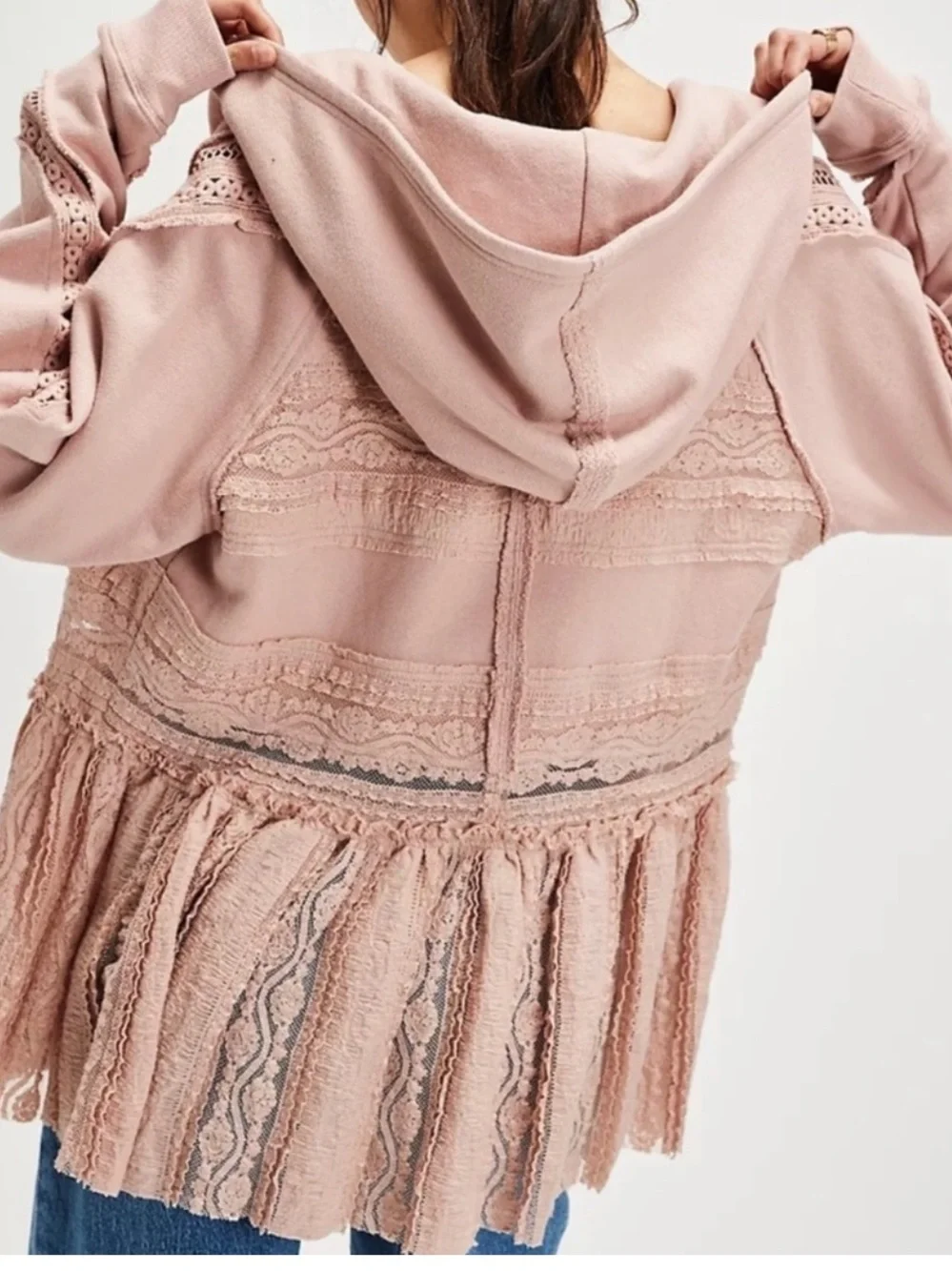 NWT New Free People Candy Lace Sweatshirt Size Large